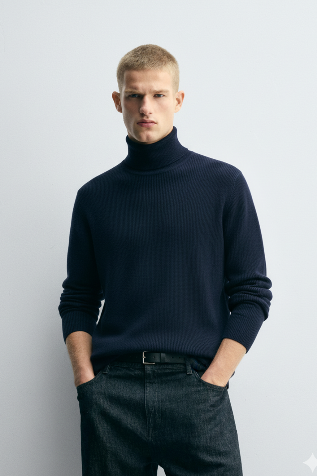 Turtle Neck Sweatshirt | Hunter – Navy Blue