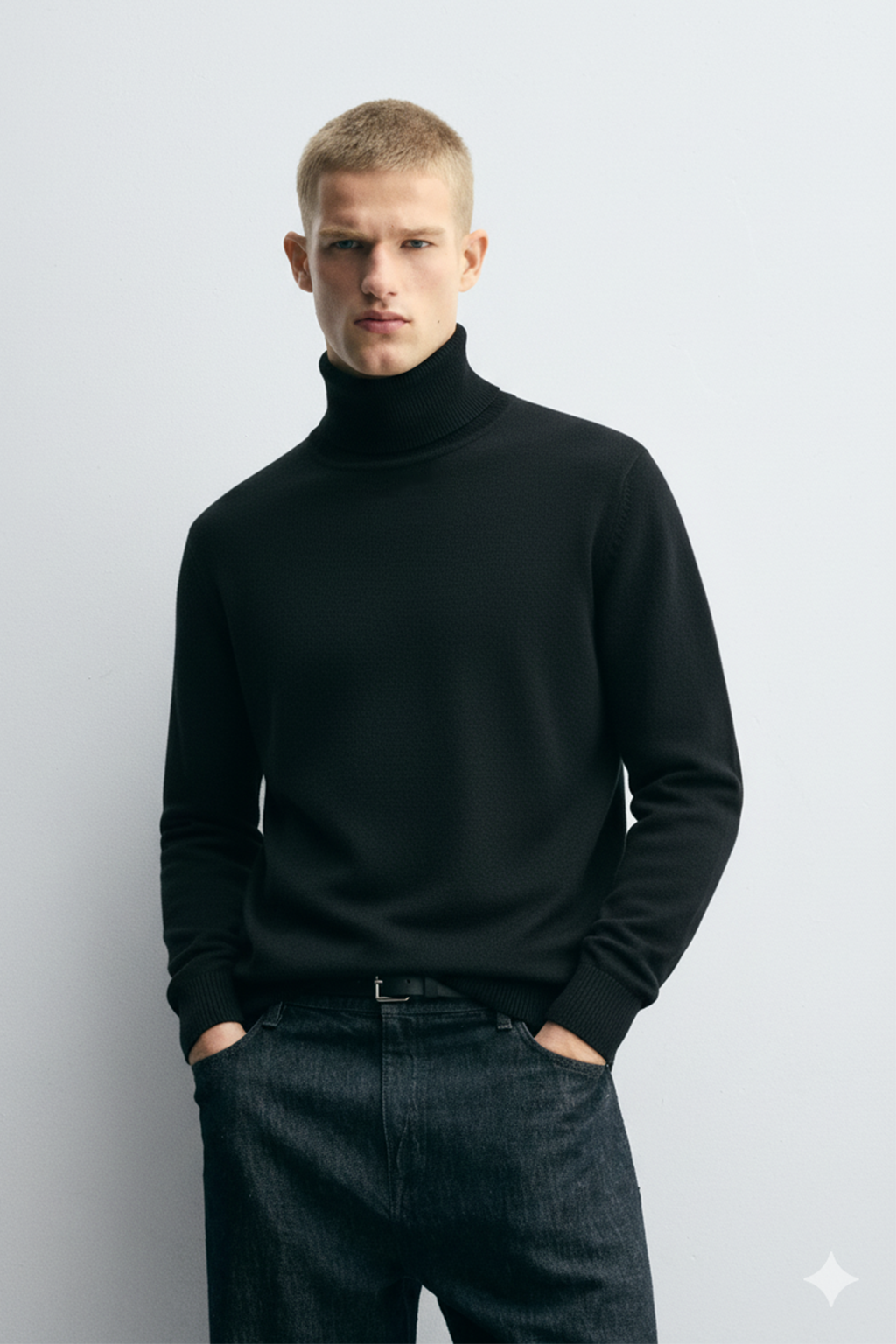 Turtle Neck Sweatshirt | Grant – Ebony Black