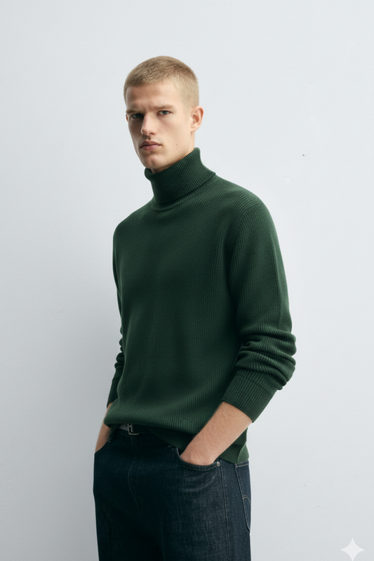 Turtle Neck Sweatshirt | Cole – Forest Green