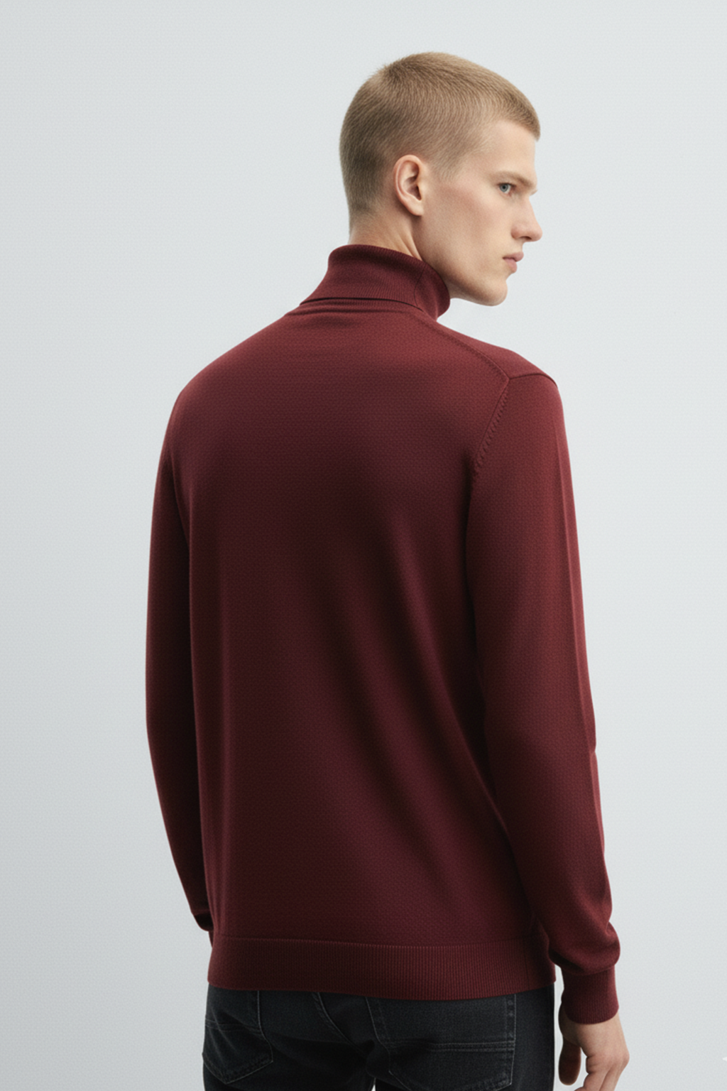 Turtle Neck Sweatshirt | Lucas – Mahogany Red