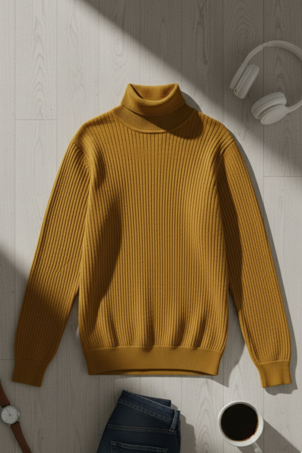 Turtle Neck Sweatshirt | Ryan – Mustard Yellow