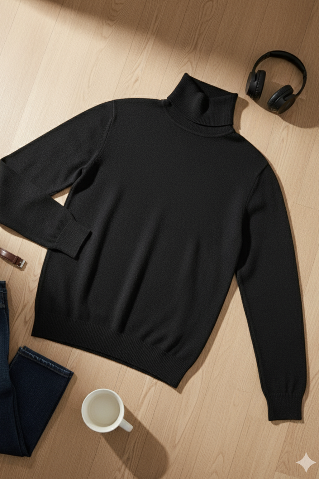 Turtle Neck Sweatshirt | Grant – Ebony Black