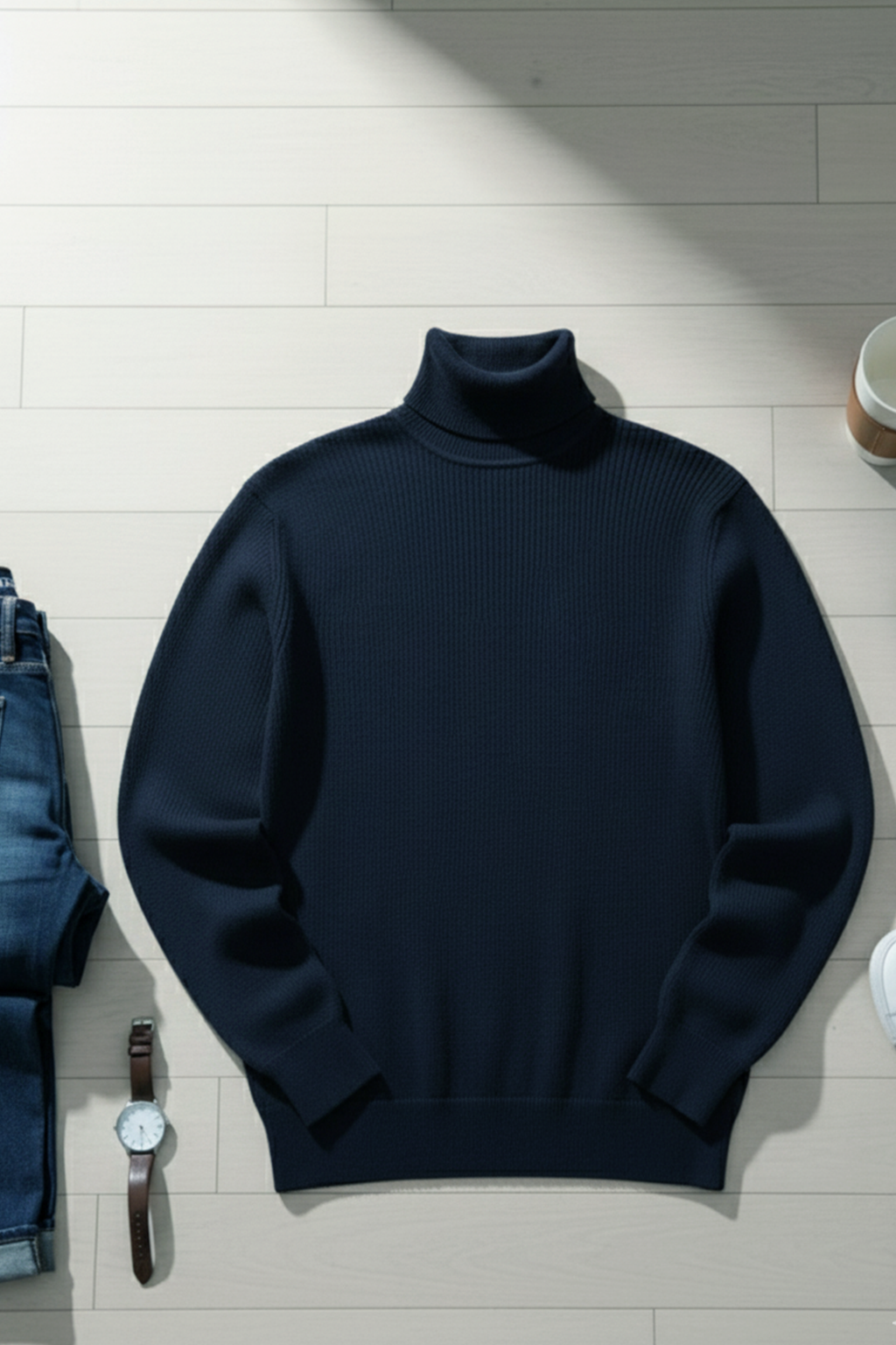 Turtle Neck Sweatshirt | Hunter – Navy Blue