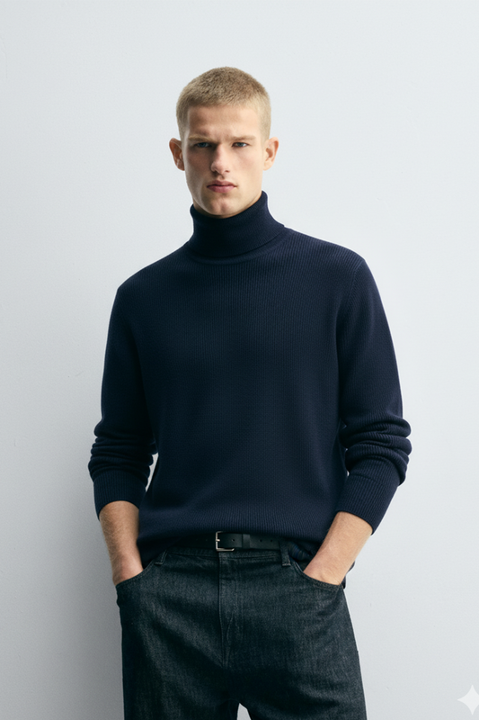 Turtle Neck Sweatshirt | Hunter – Navy Blue