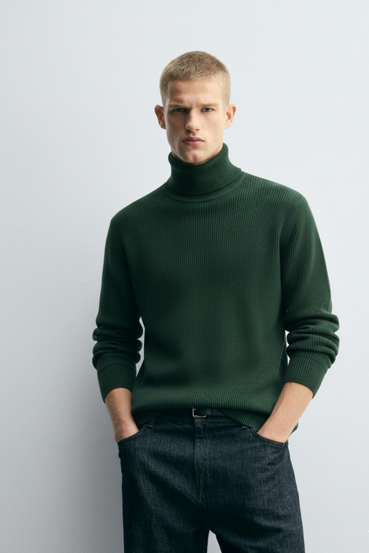Turtle Neck Sweatshirt | Cole – Forest Green
