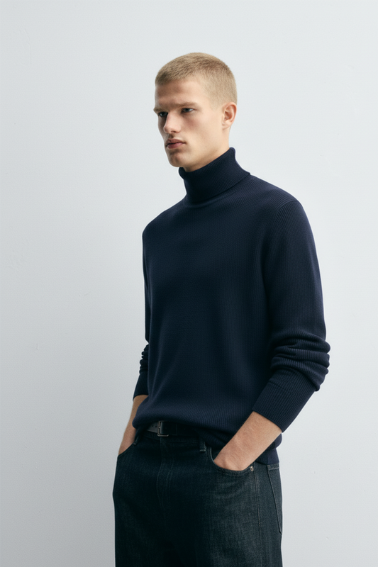 Turtle Neck Sweatshirt | Hunter – Navy Blue