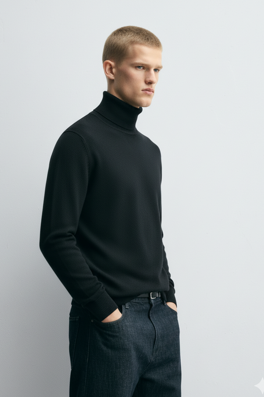 Turtle Neck Sweatshirt | Grant – Ebony Black