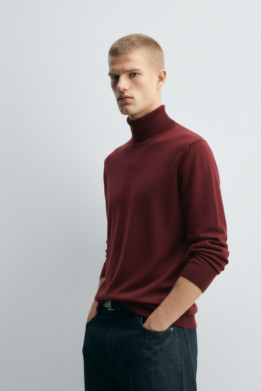 Turtle Neck Sweatshirt | Lucas – Mahogany Red