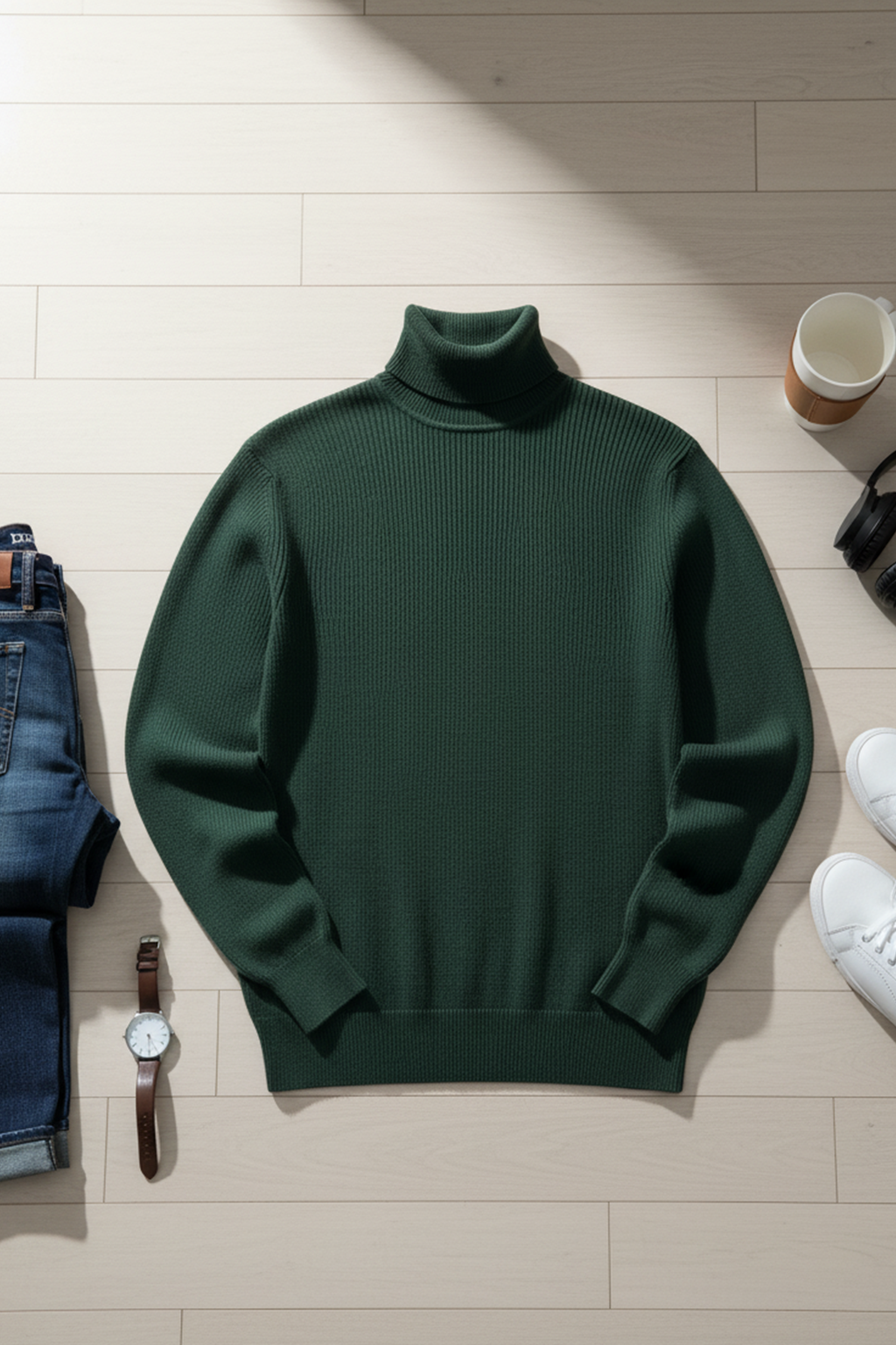 Turtle Neck Sweatshirt | Cole – Forest Green
